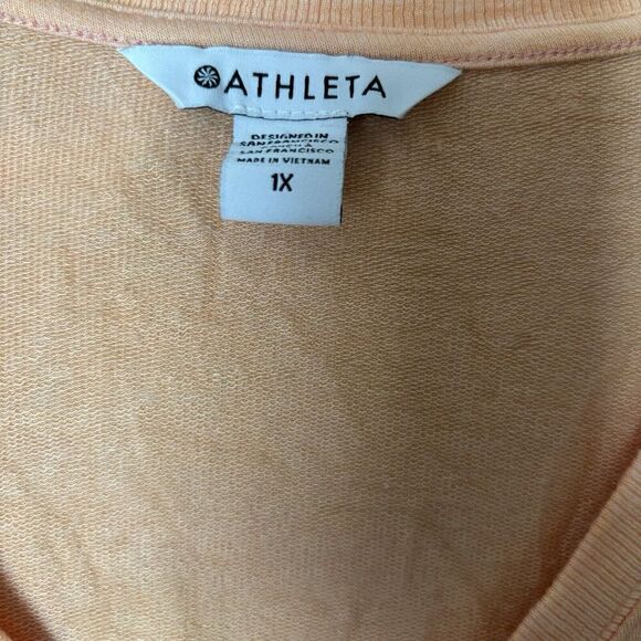 Athleta Sweatshirt Womens 1X Orange Scoop Neck Stretch Pullover Blouse - Picture 7 of 9
